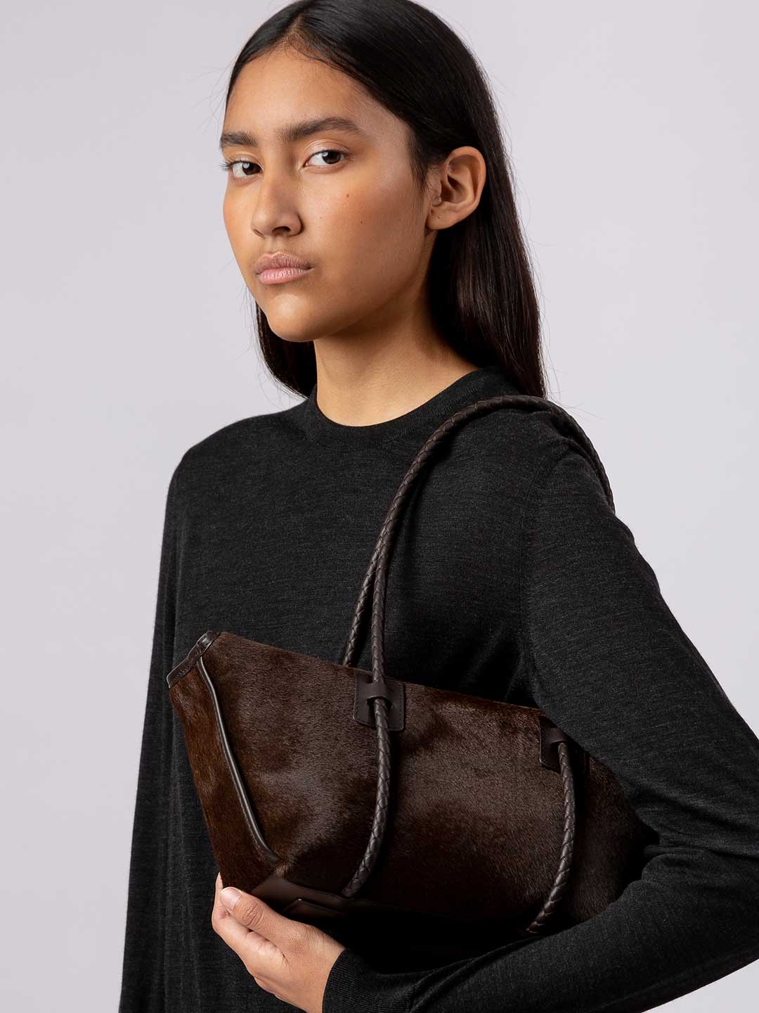 FORNA CALF HAIR - Leather Framed Shoulder Bag