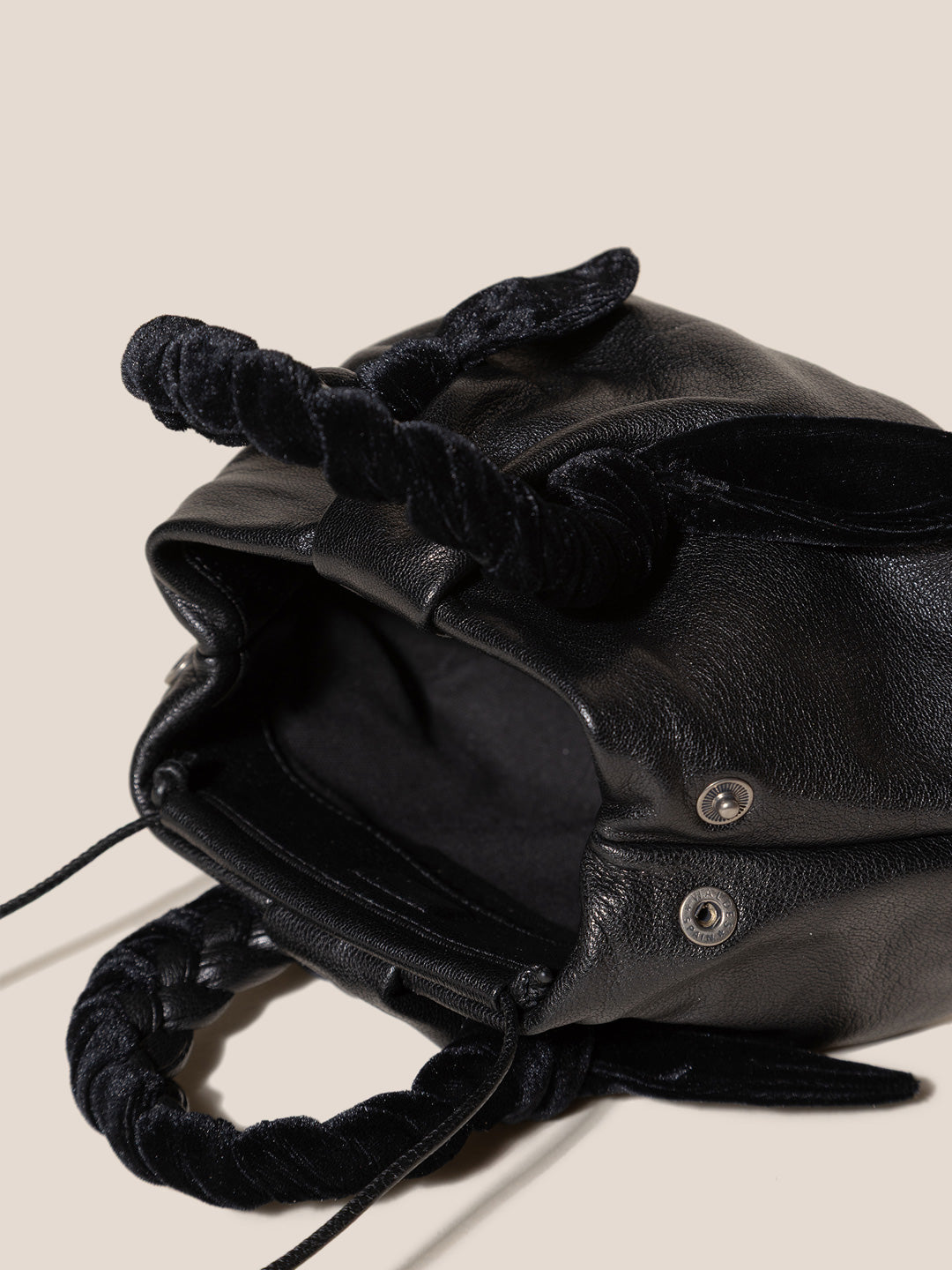 BOMBON VELVET FOULARD  - Plaited-handle Leather Handbag