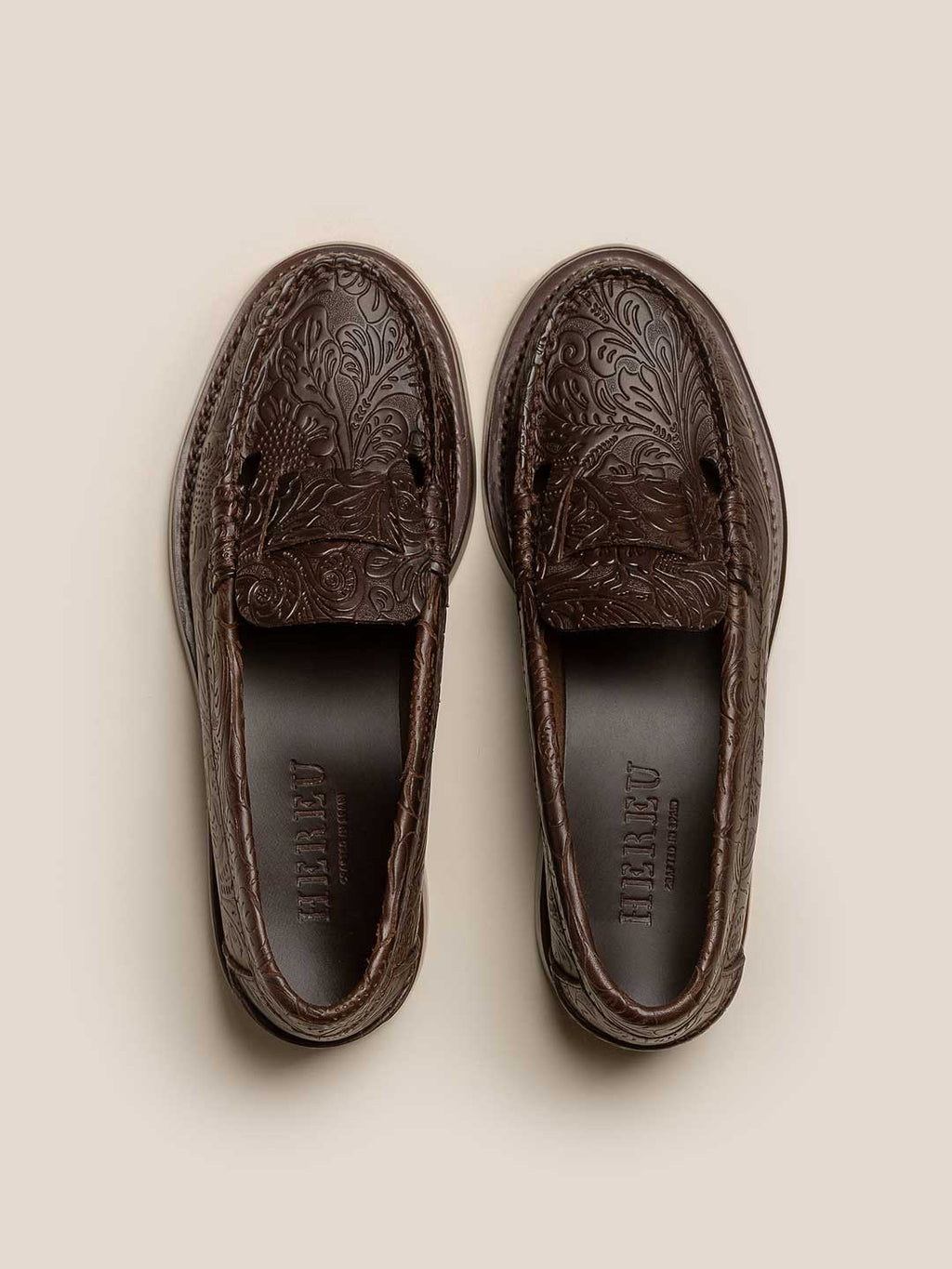 SINEU ROUND EMBOSSED VEGTAN - Men's Interlaced-detail Slip-on Loafer