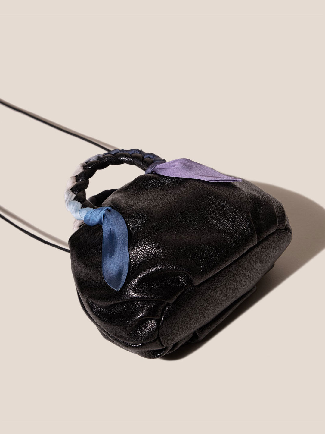 BOMBON FOULARD - Plaited-handle Leather Handbag