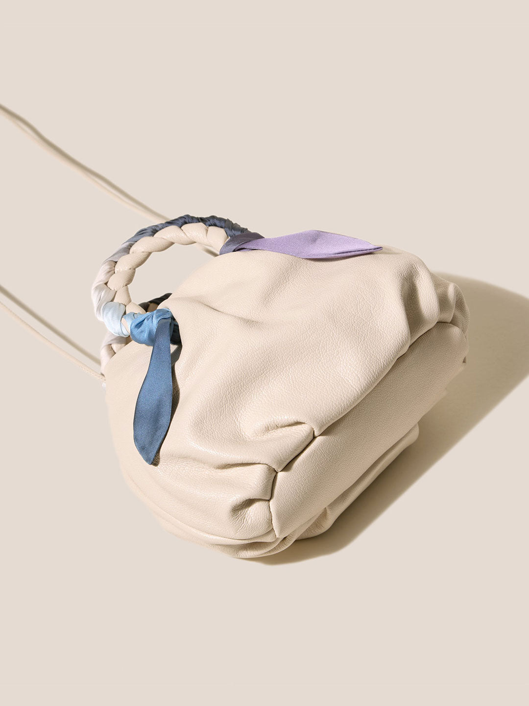 BOMBON FOULARD - Plaited-handle Leather Handbag