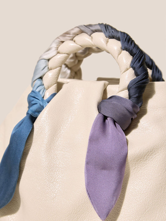 BOMBON FOULARD - Plaited-handle Leather Handbag
