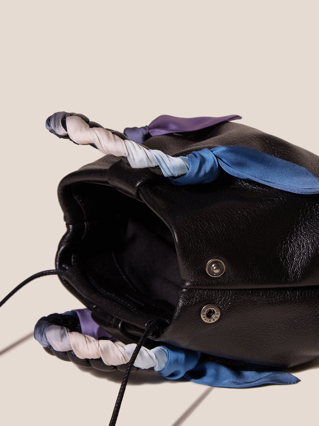 BOMBON FOULARD - Plaited-handle Leather Handbag