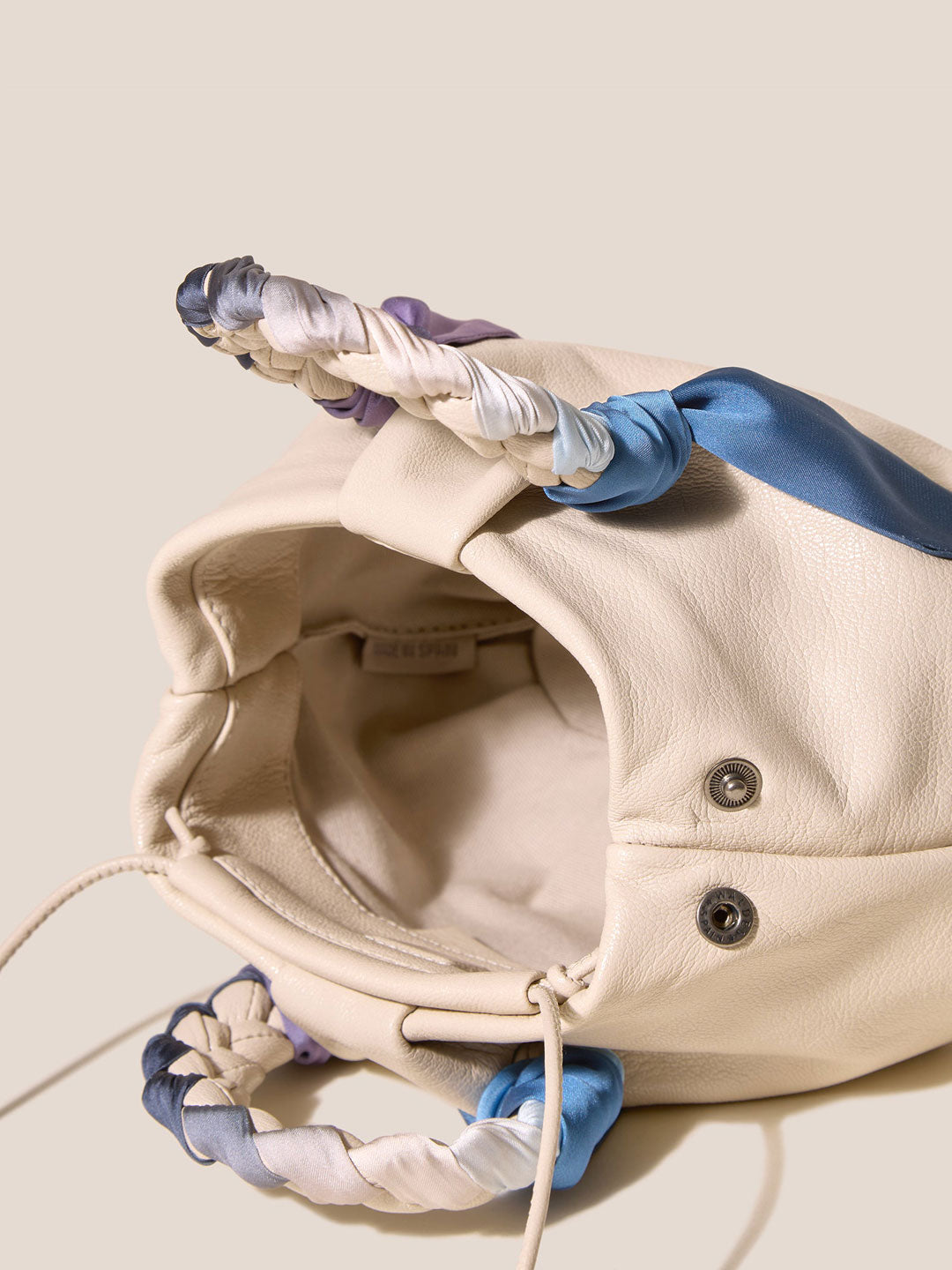 BOMBON FOULARD - Plaited-handle Leather Handbag