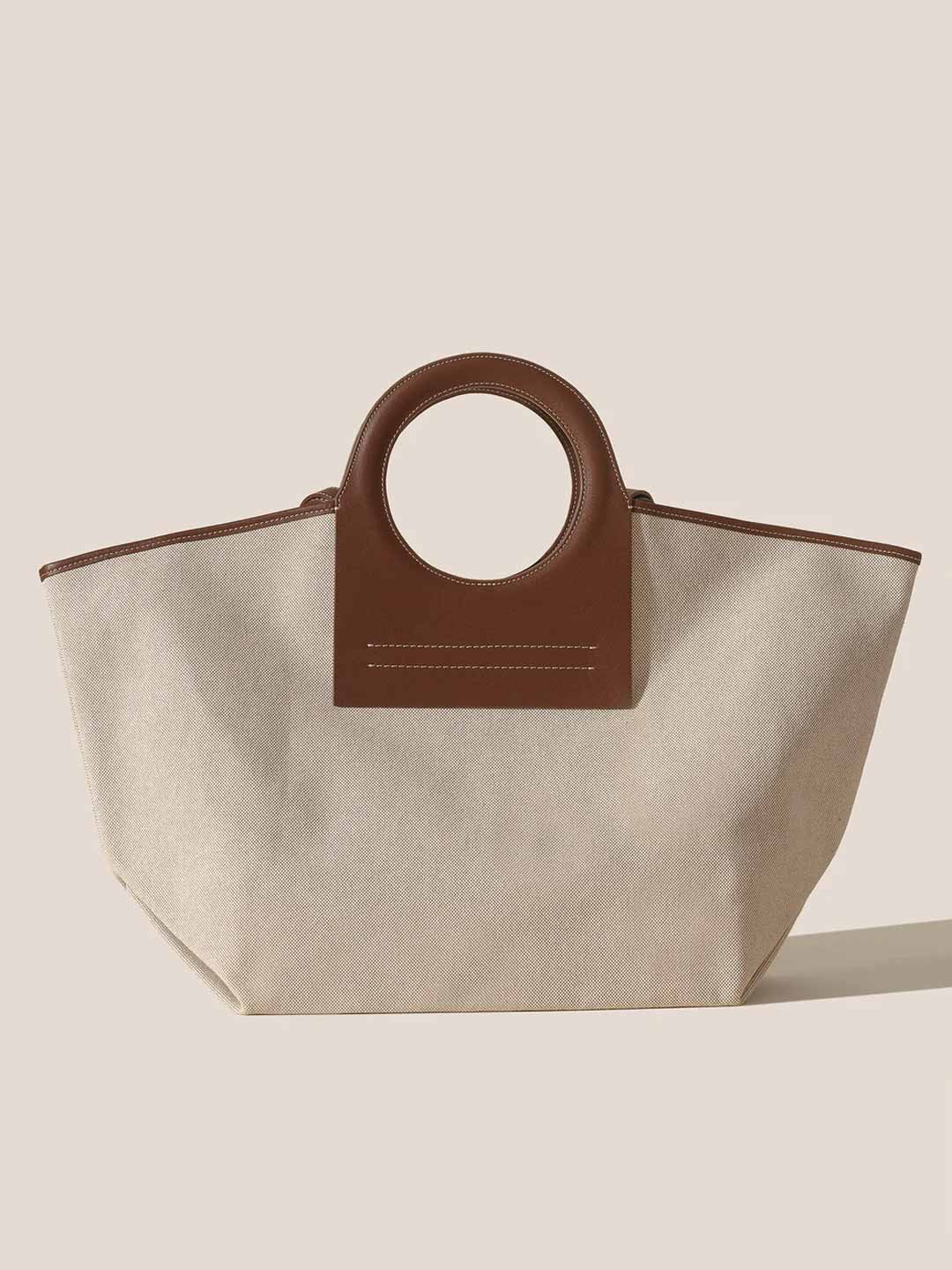 CALA L - Leather-trimmed Canvas Tote Bag - HEREU JAPAN Official Online Store