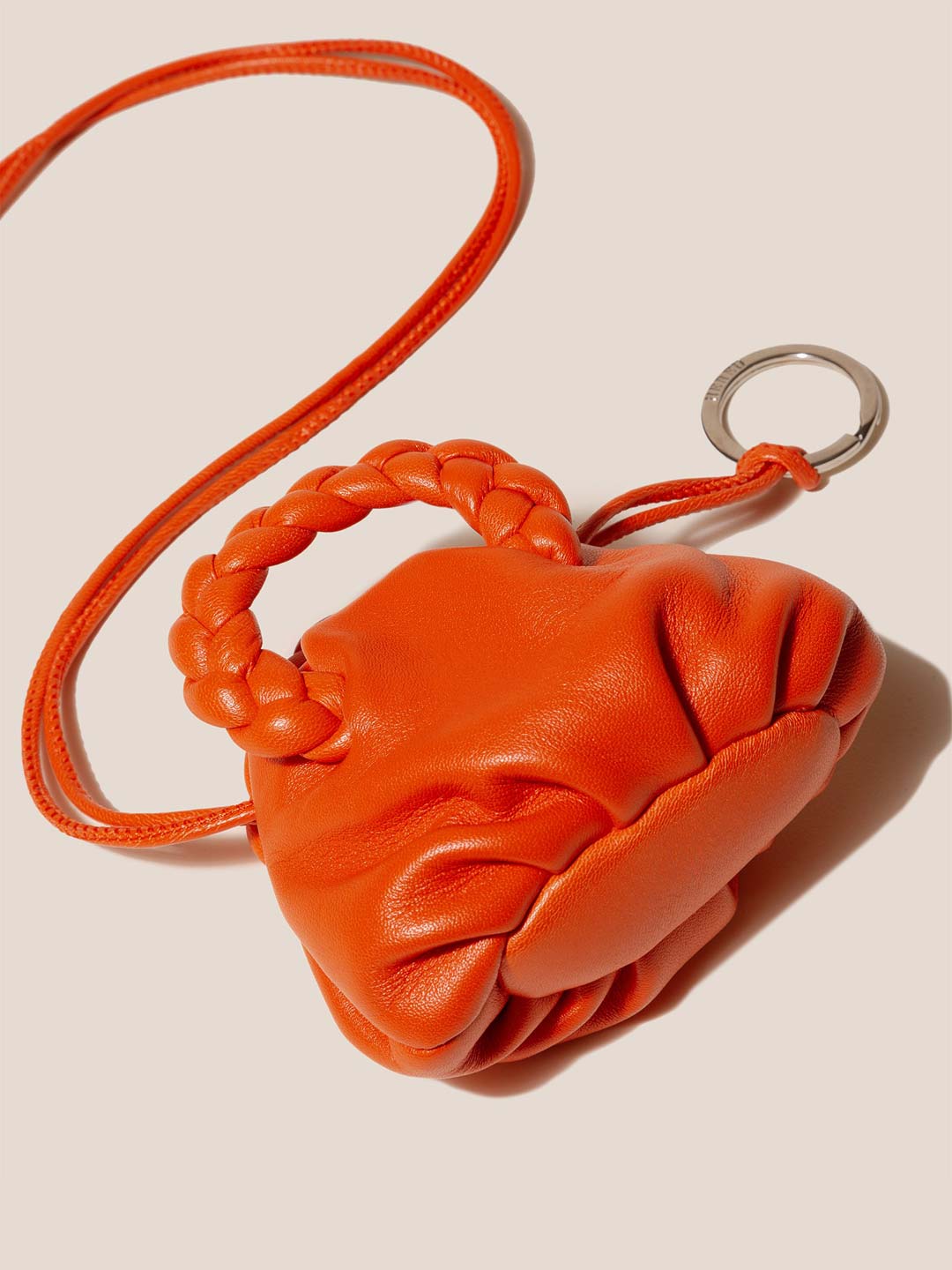 BOMBON MINI PURSE - Plaited-Handle Leather Keychain Purse