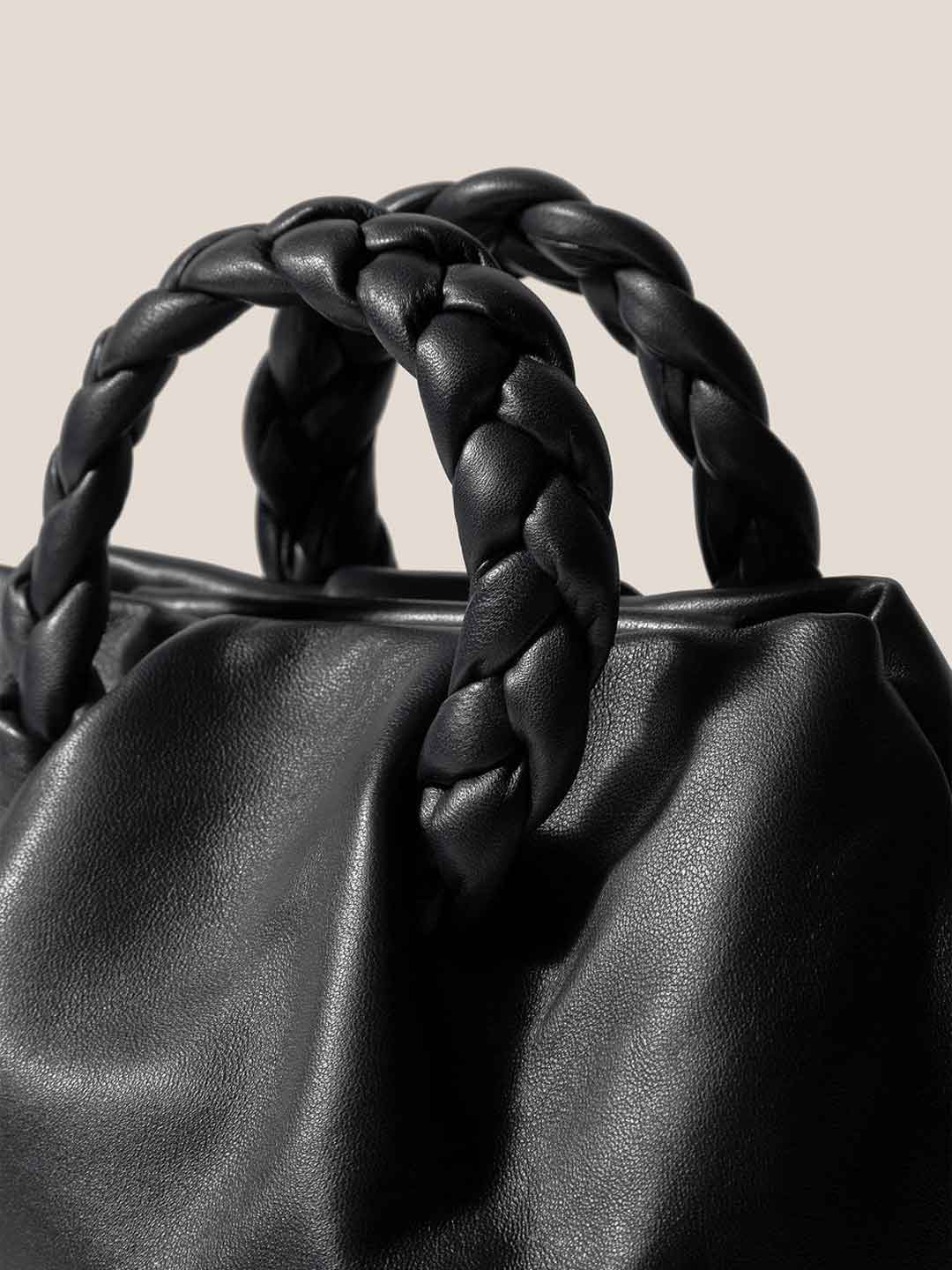 BOMBON M - Plaited-handle Leather Crossbody Bag