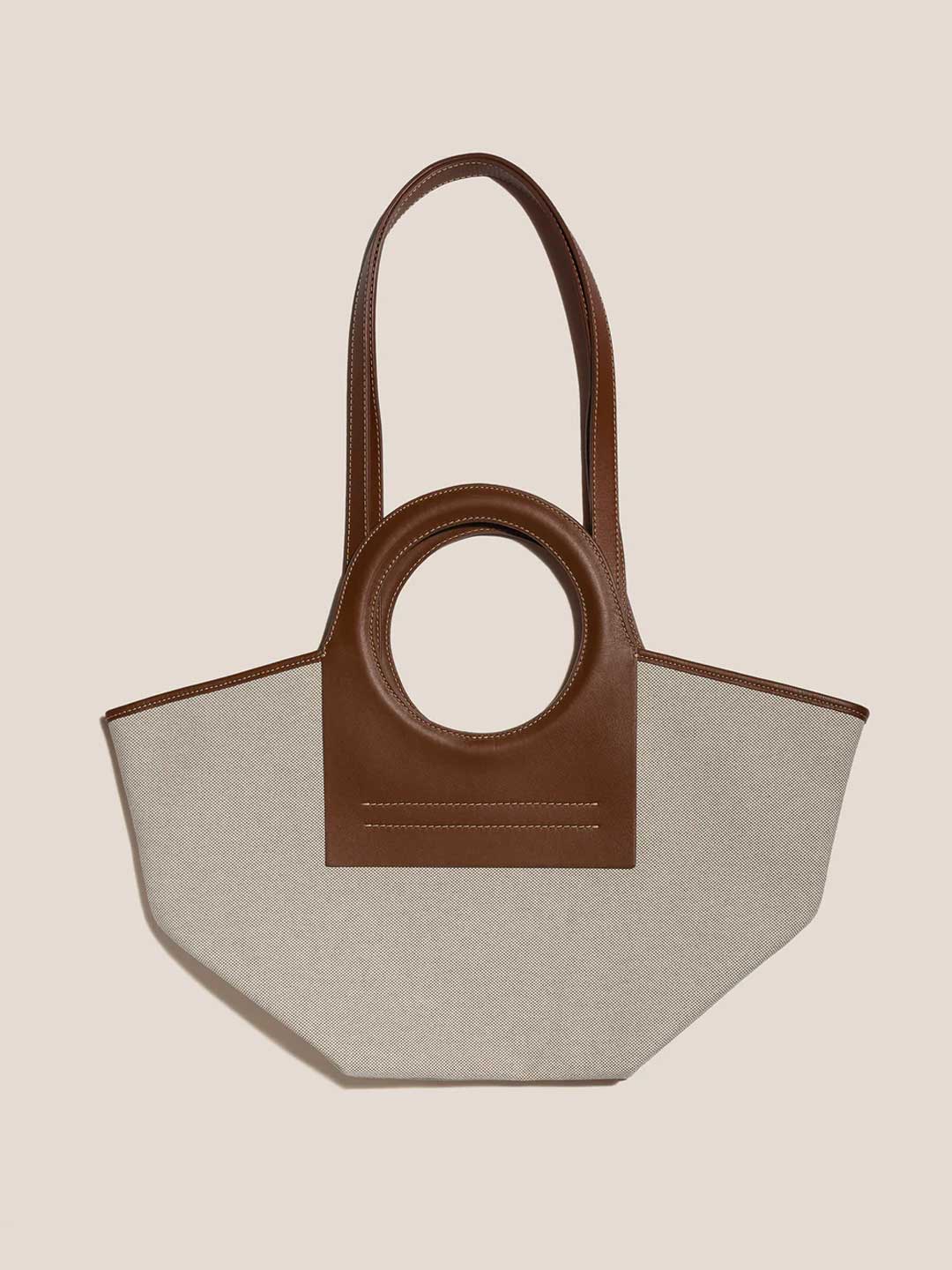 CALA S - Leather-trimmed Canvas Tote Bag