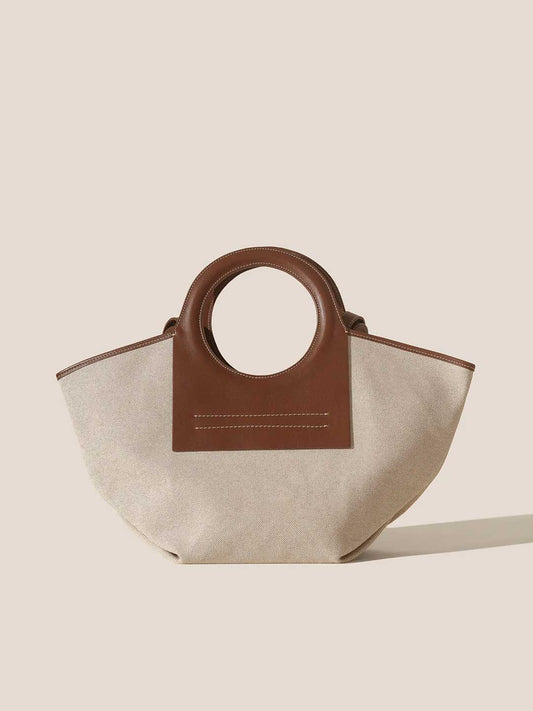 CALA S - Leather-trimmed Canvas Tote Bag